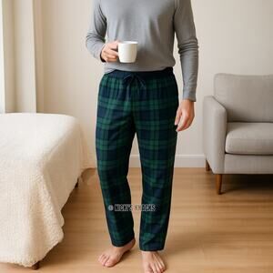 Nautica Men’s Plaid Flannel Pajama Pants Green Navy Soft Lounge Sleepwear Size S